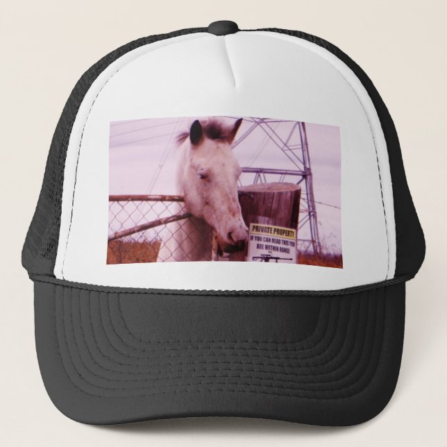 Private Property lavender Horse Trucker Hat (Front)