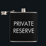 Private Reserve Flask<br><div class="desc">This black and white flask is decorated with the words "Private Reserve",  making it a very cool and masculine gift. It is perfect for the groomsmen in the wedding party,  for a boss,  father-in-law or your dad. Just add a bottle of his favourite to make it extra special.</div>