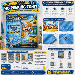 Private Shower Time Funny Bathroom Humour Cartoo Curtain
