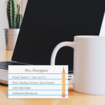 Private Teacher Tutor Personalised Flashcard