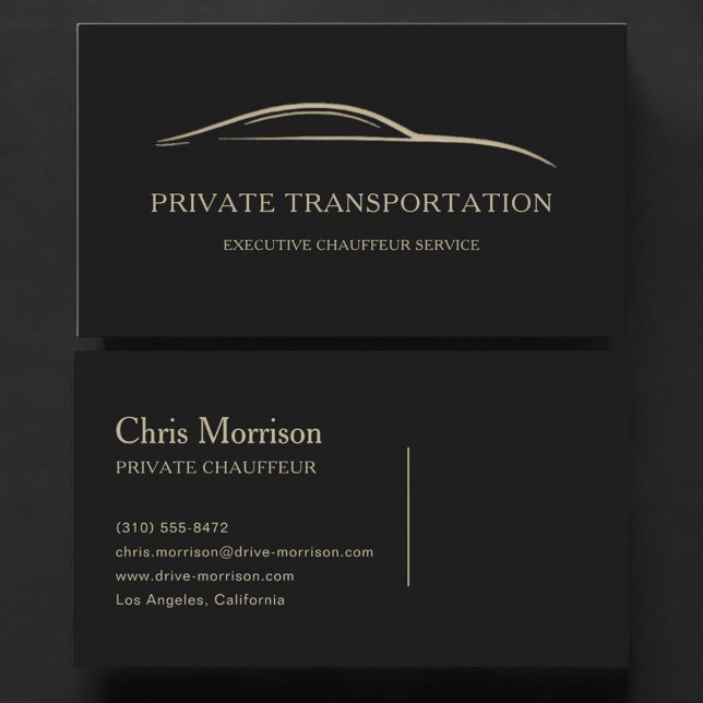 Private Transportation Black & Gold Business Card (Creator Uploaded)