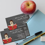 Private tutor and teaching business card<br><div class="desc">Boy holding a book on blackboard background</div>