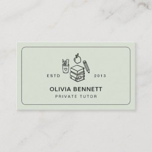 Private Tutor Teacher Books Pencil School Business Card
