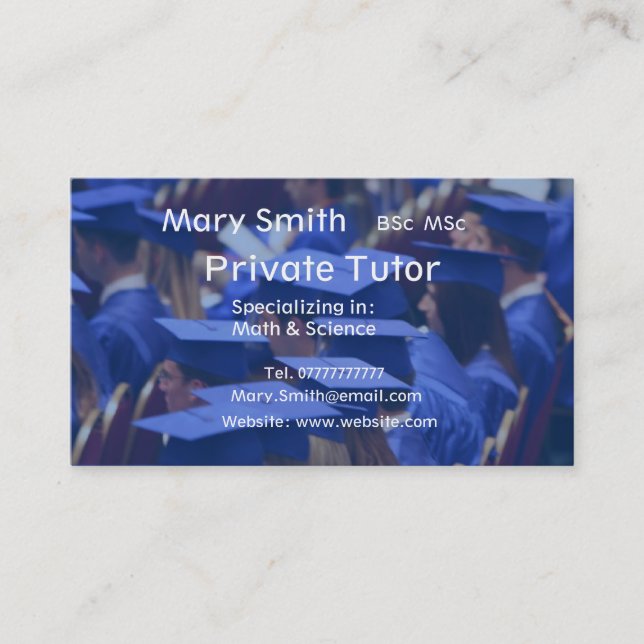 Private Tutor / Teacher / Personal Tutor business Business Card (Front)