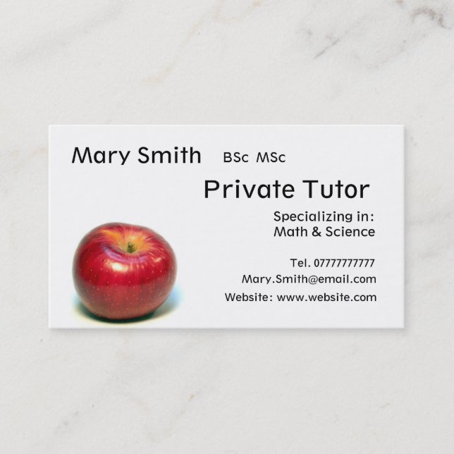Private Tutor / Teacher / Personal Tutor business Card (Front)