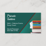Private Tutor Teacher Tuition Business Card<br><div class="desc">A striking business card featuring a stack of books on a teal background. This great card would work well for private tutor services,  exam study coaching businesses or other education organisations. Easy to personalise with your own company information.</div>