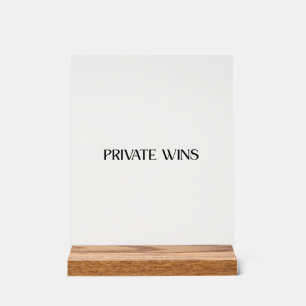 Private Wins Wood and Acrylic Desk Sign