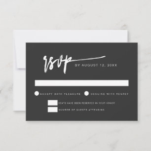 PRIYA Black Contemporary Modern Minimal RSVP Card