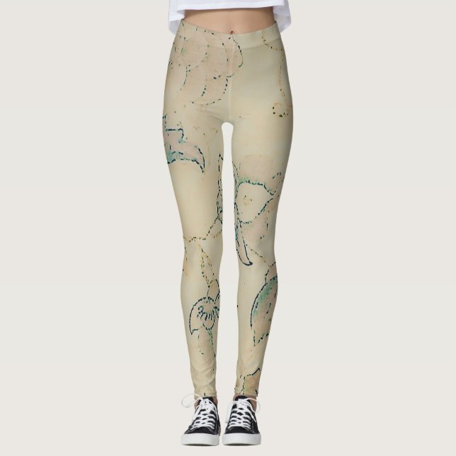 Prizzy Print - Unique Desert Tan Leggings (Front)