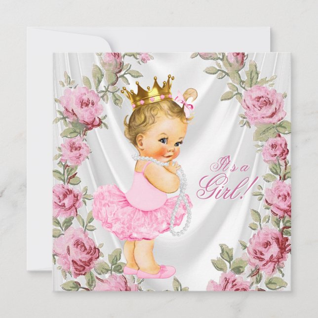 Prncess Rose Baby Shower Invitations (Front)