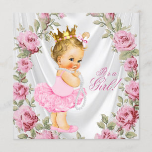 Prncess Rose Baby Shower Invitations