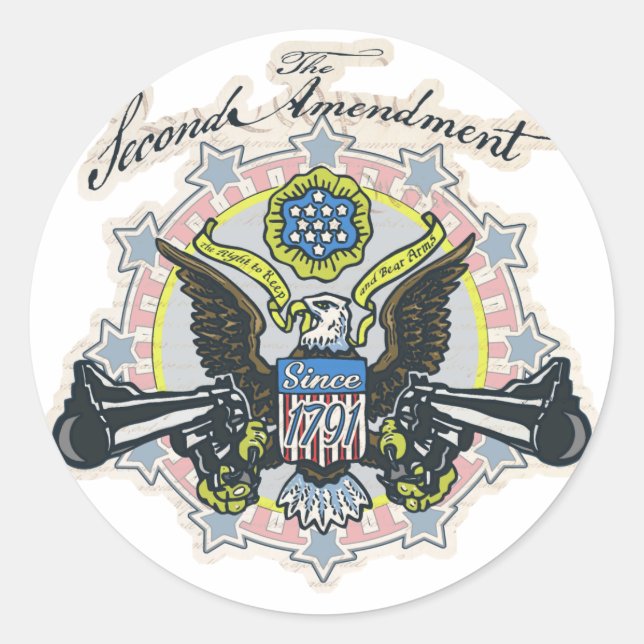 Pro 2nd Amendment Gun-Toting Eagle Gear Classic Round Sticker (Front)