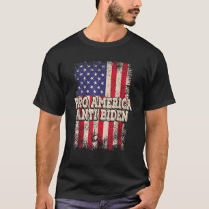 Pro America Anti Biden Flag Usa Impeach Joe Biden  T-Shirt
