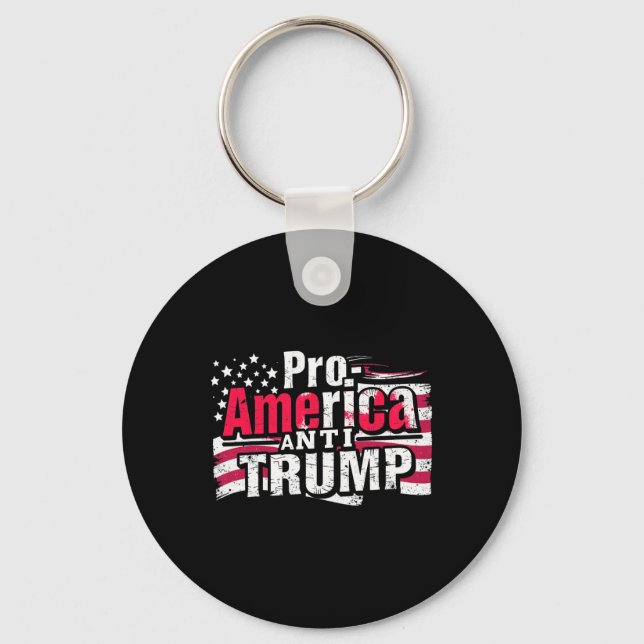 Pro-america Anti-trump - American Usa Flag Resist  Key Ring (Front)