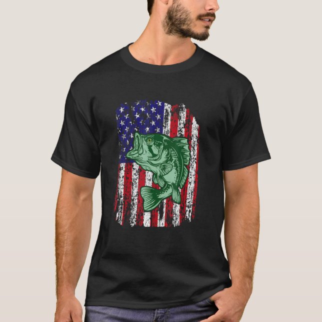 Pro Bass Fishing American Flag Angler Fisherman 4t T-Shirt (Front)