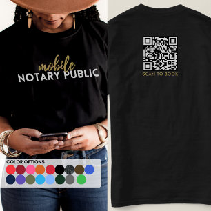 Pro Black Gold Mobile Notary Public Marketing QR  T-Shirt