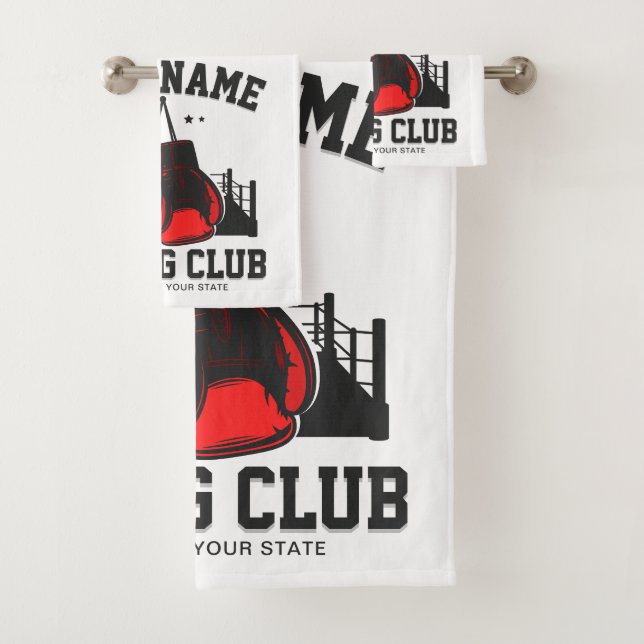 Pro Boxer ADD NAME Red Gloves Boxing Ring Training Bath Towel Set (Insitu)