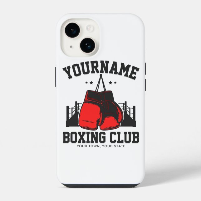 Pro Boxer ADD NAME Red Gloves Boxing Ring Training iPhone Case (Back)