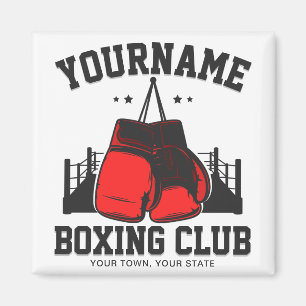 Pro Boxer ADD NAME Red Gloves Boxing Ring Training Magnet