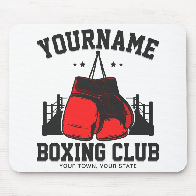 Pro Boxer ADD NAME Red Gloves Boxing Ring Training Mouse Mat (Front)