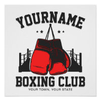 Pro Boxer ADD NAME Red Gloves Boxing Ring Training