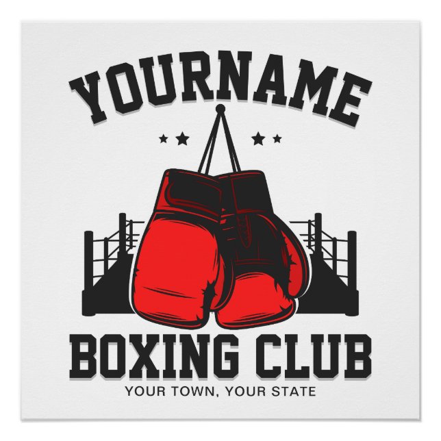 Pro Boxer ADD NAME Red Gloves Boxing Ring Training Poster (Front)