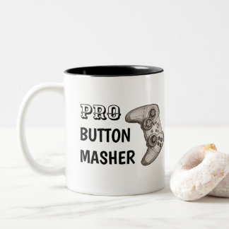 Pro Button Masher | Funny Video Game Controller Two-Tone Coffee Mug