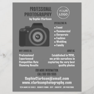 Pro Camera Icon, Photographer, Photography Hire Flyer