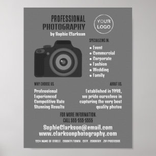 Pro Camera Icon, Photographer, Photography Hire Poster