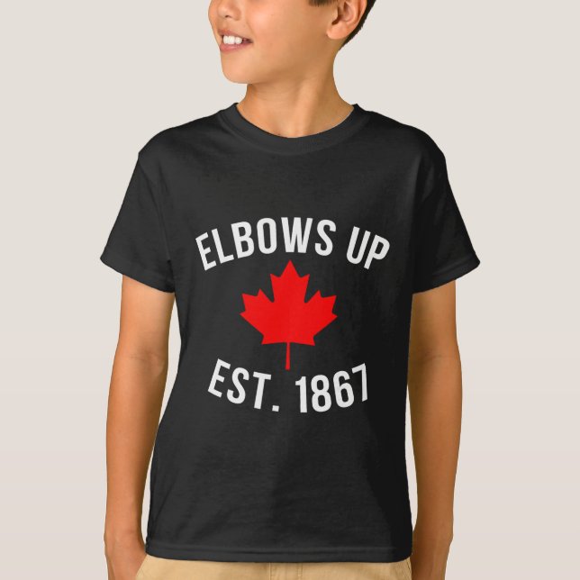 Pro Canada Elbows Up Established 1867  T-Shirt (Front)