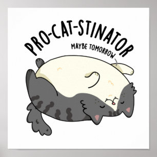 Pro-cat-stinator Funny Fat Cat Pun Poster