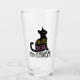 Pro-cats pro-choice pro-feminism black cat glass