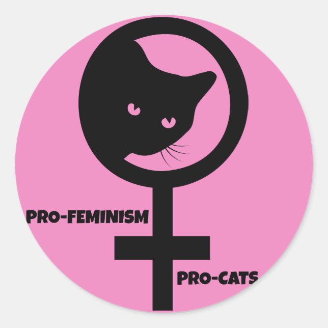 Pro Cats Pro Feminism Classic Round Sticker (Front)