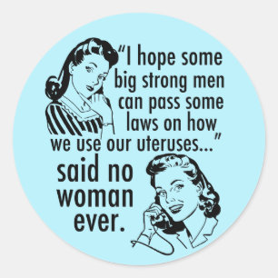 Pro Choice Humour Retro Political Cartoon Classic Round Sticker