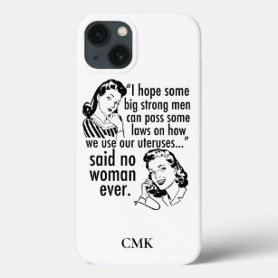 Pro Choice Political Cartoon Funny Feminist Custom Case-Mate iPhone Case