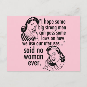 Pro Choice Political Cartoon Retro Feminist Humour Postcard