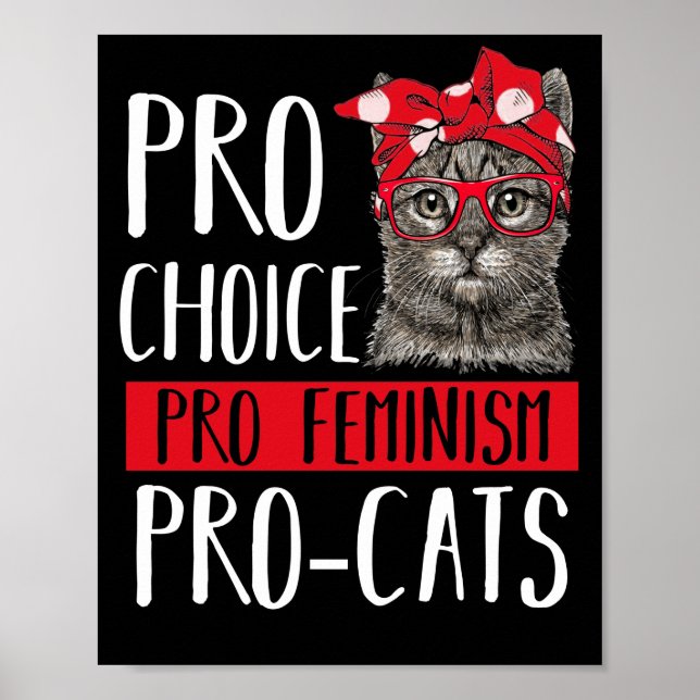 Pro Choice Pro Feminism Pro Cats Cat With Bandana Poster (Front)