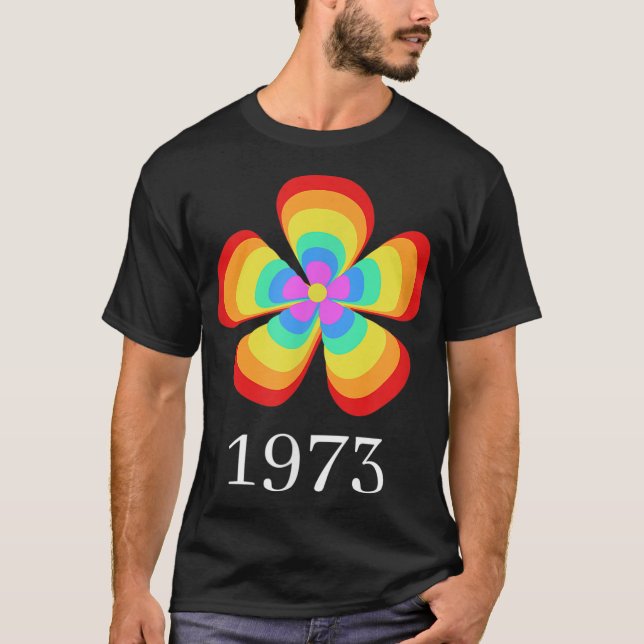 Pro Choice Rainbow 1973 Women's Rights Flower Colo T-Shirt (Front)