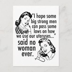 Pro Choice Retro Feminist Political Cartoon Humour Postcard