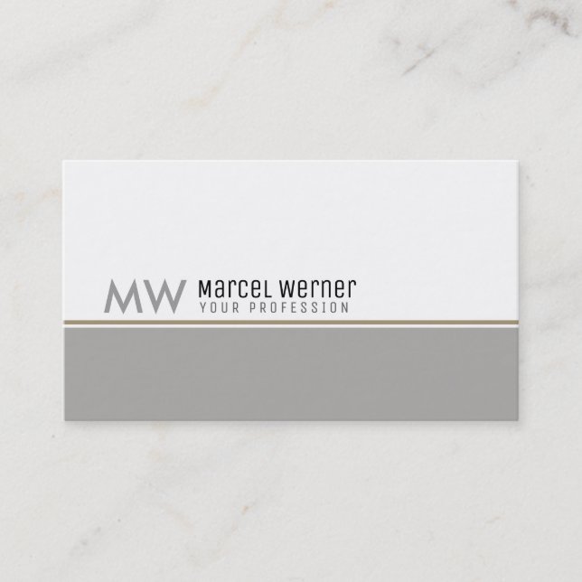 pro corporate classy white & grey monogrammed business card (Front)