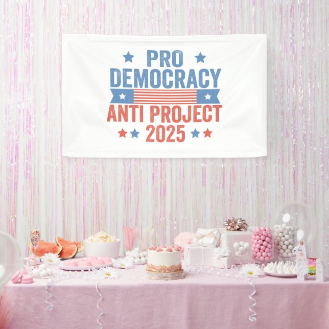Pro Democracy Anti Project 2025 Republican Trump Banner (Party)