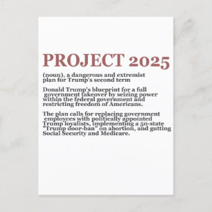 Pro Democracy Anti Project 2025 Republican Trump  Postcard