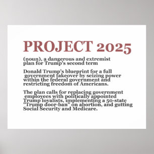 Pro Democracy Anti Project 2025 Republican Trump  Poster