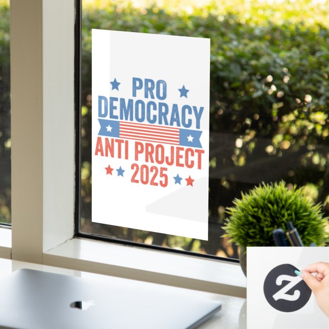 Pro Democracy Anti Project 2025 Republican Trump Window Cling (Office)