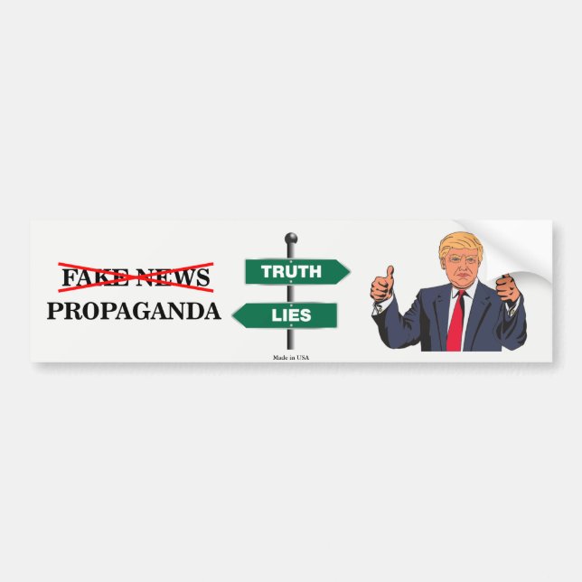 Pro Donald Trump Anti-Fake News Bumper Sticker (Front)