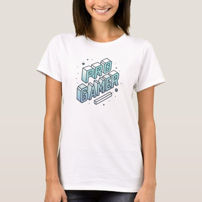 PRO GAMER — Isometric 3D Block Letter Logo T-Shirt (Front)