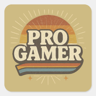 PRO GAMER — Vintage Sunset Badge Square Sticker