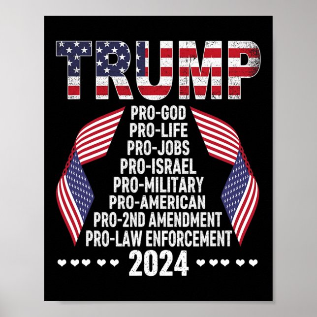 Pro God Pro Life Pro Jobs Pro Israel Pro Military  Poster (Front)