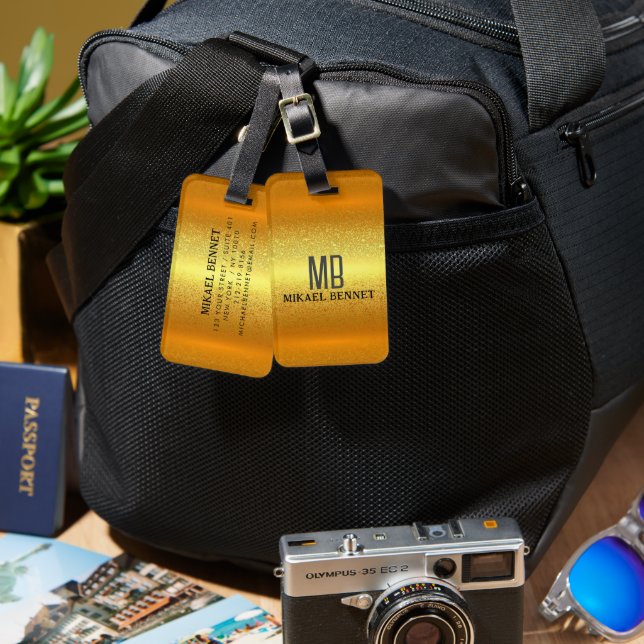 PRO Gold Brushed Metallic Luggage Tag (Front & Back)