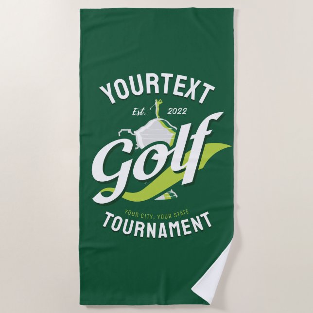 Pro Golfer NAME Golf Trophy Tournament Golfing Beach Towel (Front)